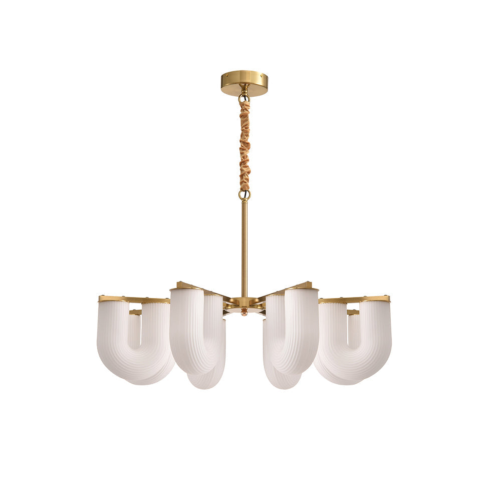 U Shaped Chandelier - Modern Sculptural Curved PE Rotomolded LED Pendant Light | Minimalist Ring Ceiling Chandelier
