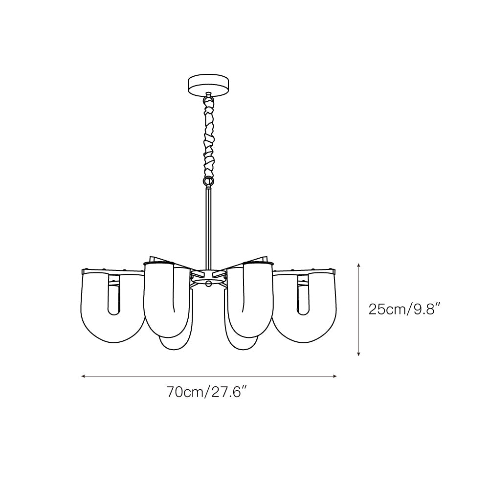U Shaped Chandelier - Modern Sculptural Curved PE Rotomolded LED Pendant Light | Minimalist Ring Ceiling Chandelier