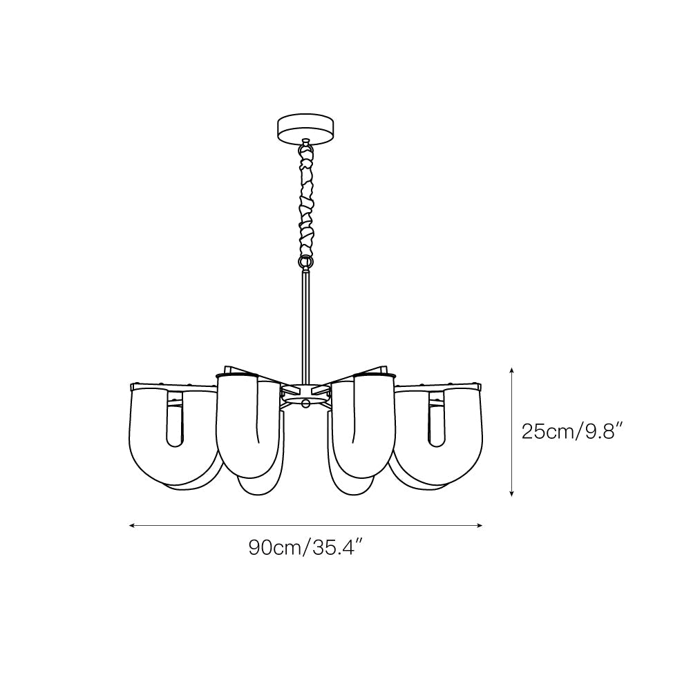U Shaped Chandelier - Modern Sculptural Curved PE Rotomolded LED Pendant Light | Minimalist Ring Ceiling Chandelier