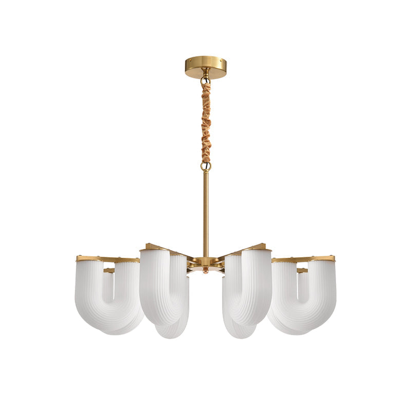 U Shaped Chandelier - Modern Sculptural Curved PE Rotomolded LED Pendant Light | Minimalist Ring Ceiling Chandelier