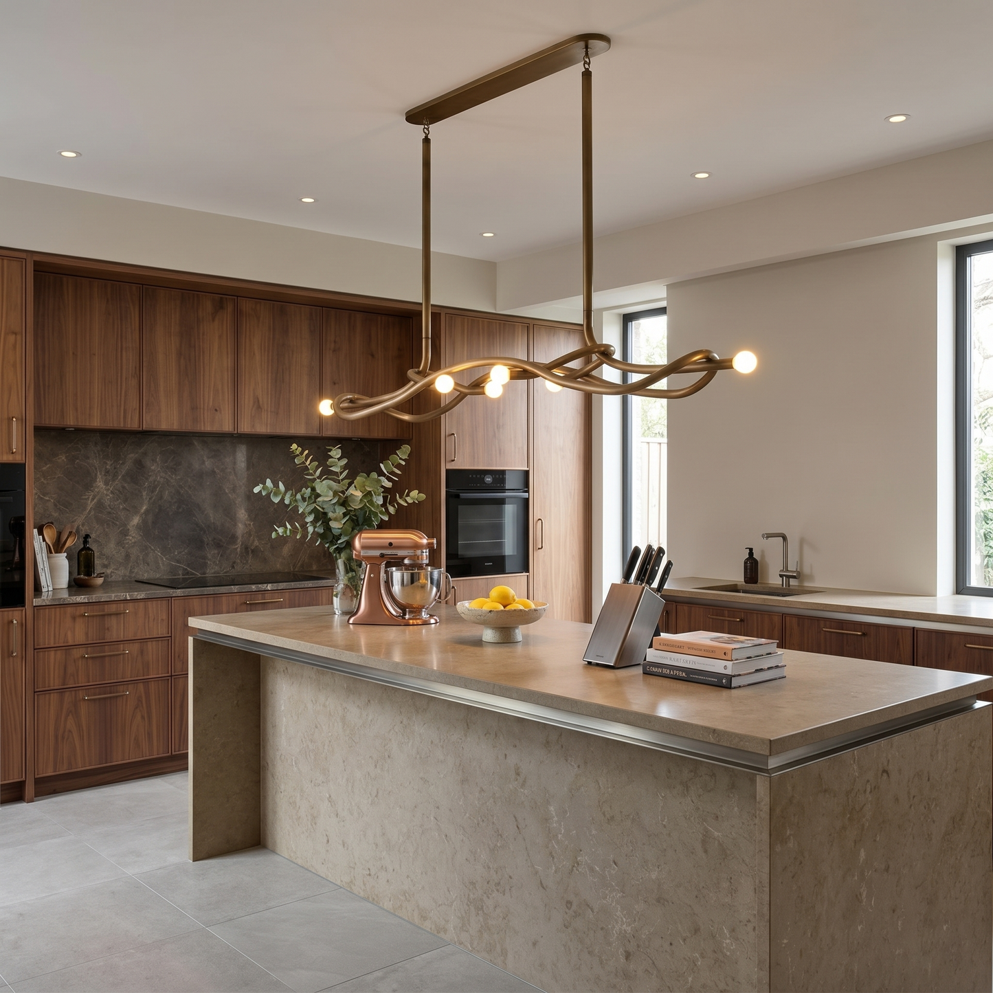 Tryst Chandelier - Interlocked Sculptural Brass Pendant Light | Modern Kinetic Balancing Chandelier