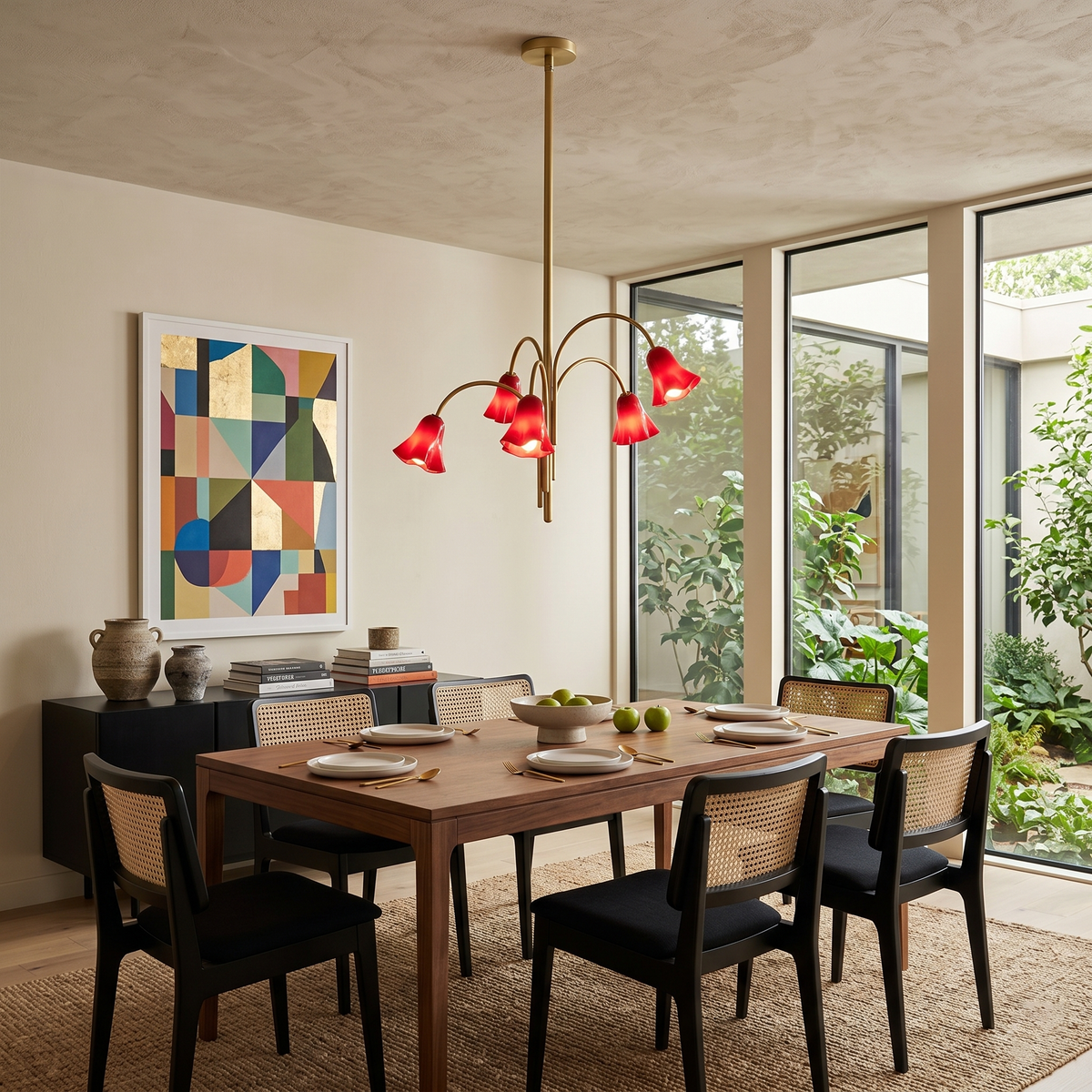 Flora Glass Chandelier - Handcrafted Fused Glass Petal & Brass Chandelier