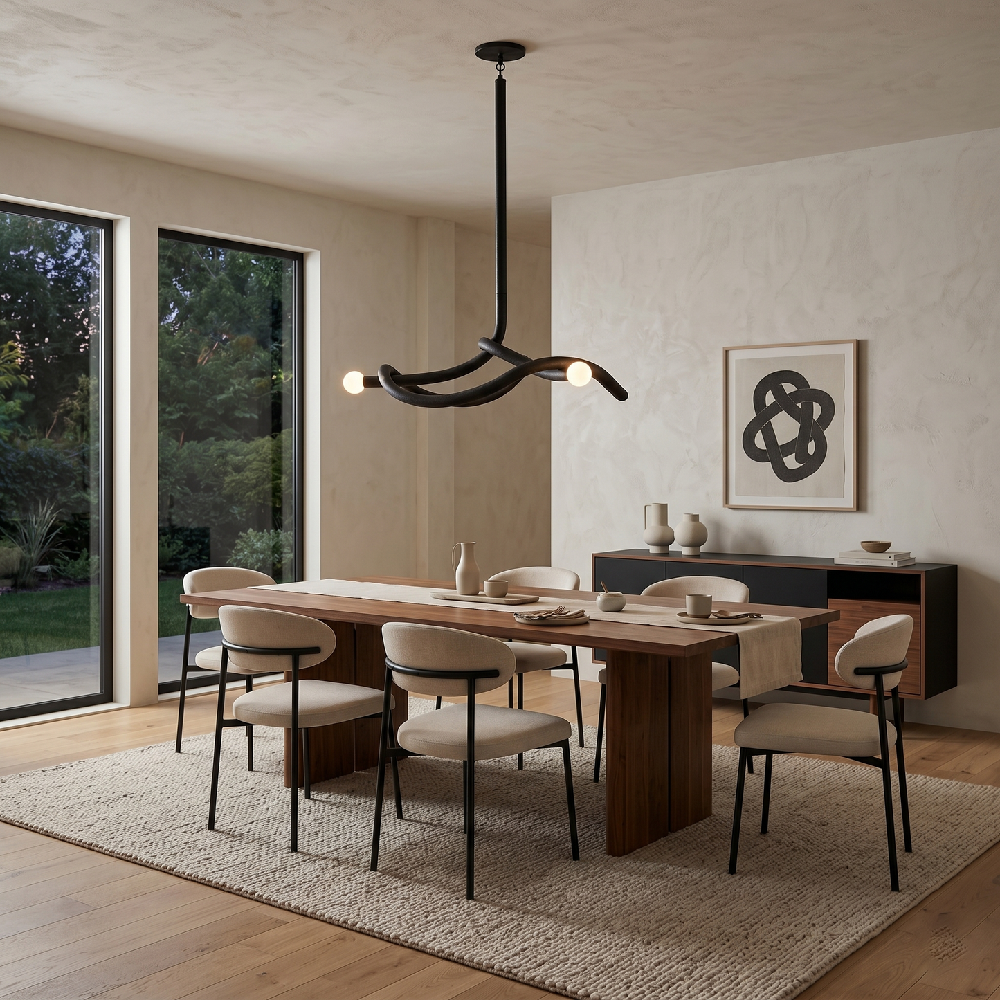 Tryst Chandelier - Interlocked Sculptural Brass Pendant Light | Modern Kinetic Balancing Chandelier