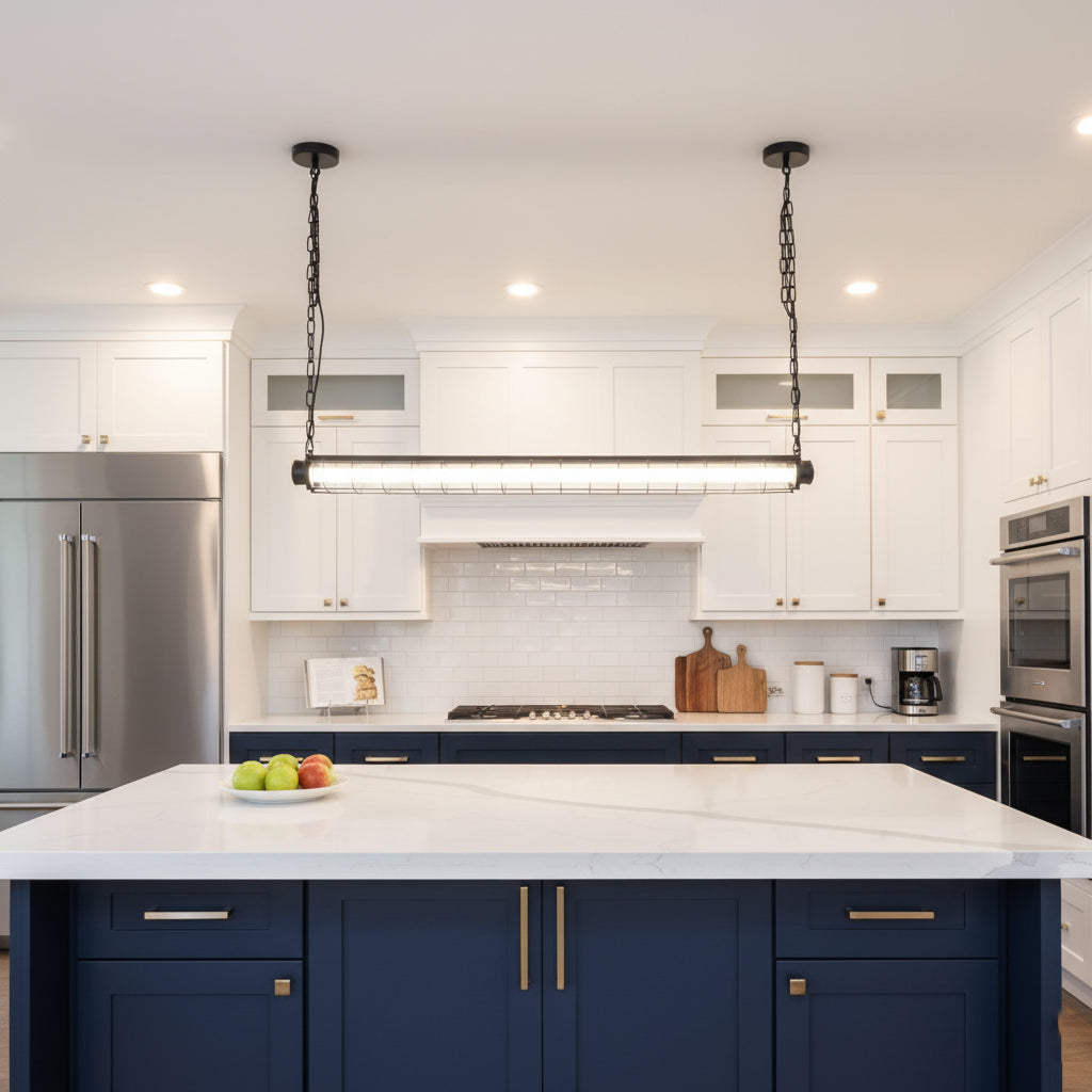 Ultra Mariner Pendant Light - Nautical Industrial Metal Cage Linear LED Light | Kitchen Island & Bar Pendant
