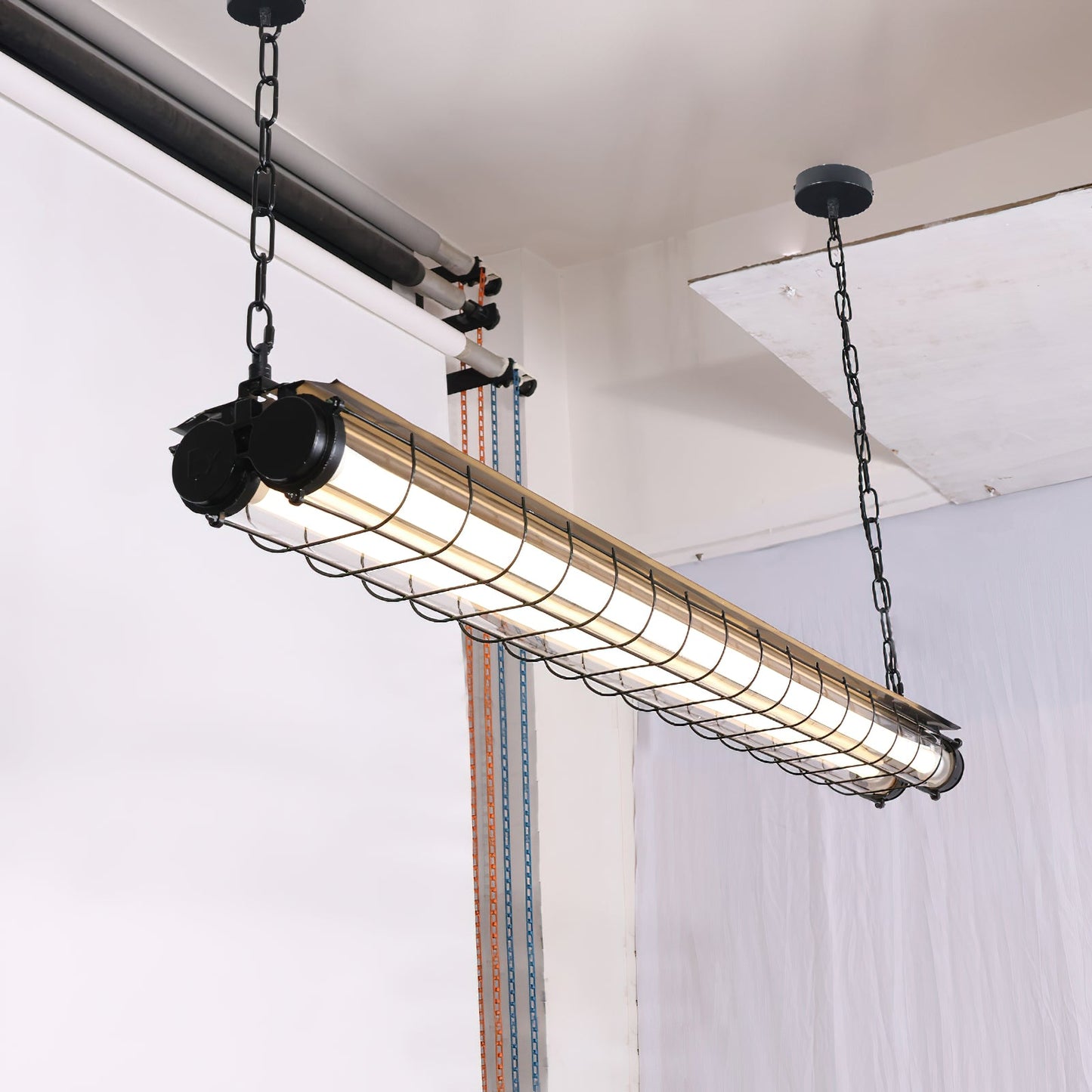Ultra Mariner Pendant Light - Nautical Industrial Metal Cage Linear LED Light | Kitchen Island & Bar Pendant
