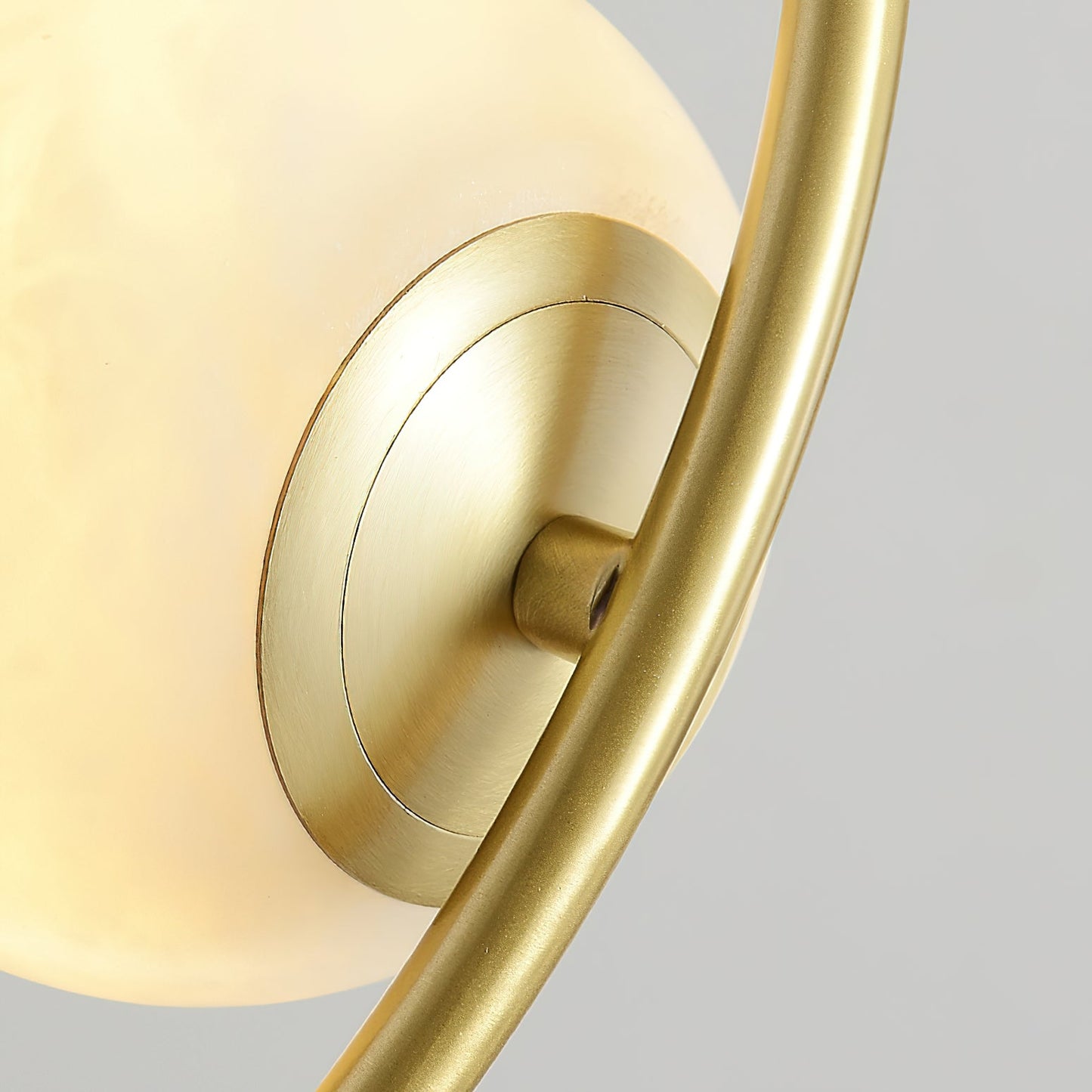 Uva Curved Pendant Lamp - Architectural Brass & Natural Alabaster Pendant | Modern Curved Stone Hanging Light