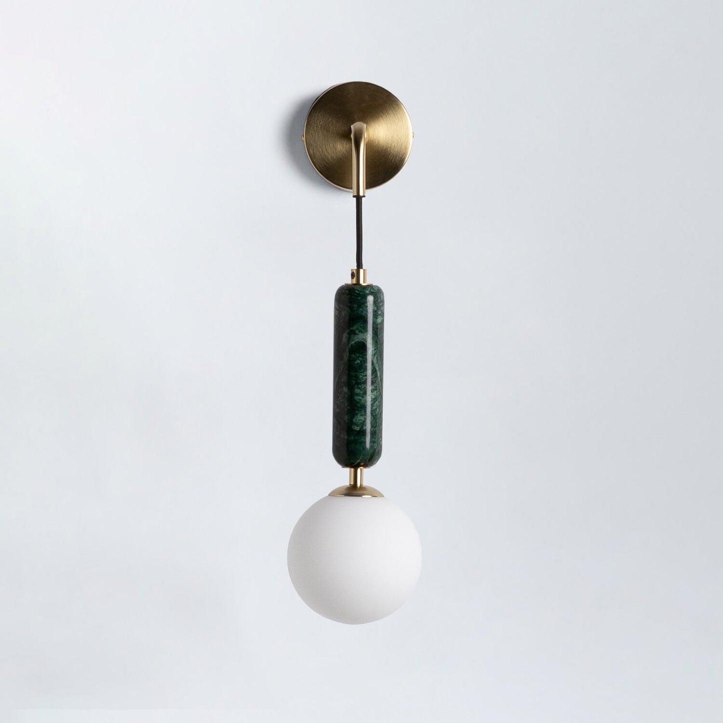 Valenes Wall Lamp - Natural Marble & Frosted Glass Globe Wall Sconce | Adjustable Bedside Reading Light