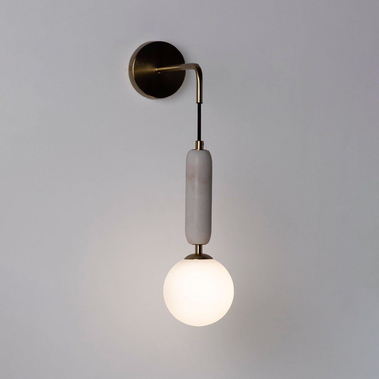 Valenes Wall Lamp - Natural Marble & Frosted Glass Globe Wall Sconce | Adjustable Bedside Reading Light