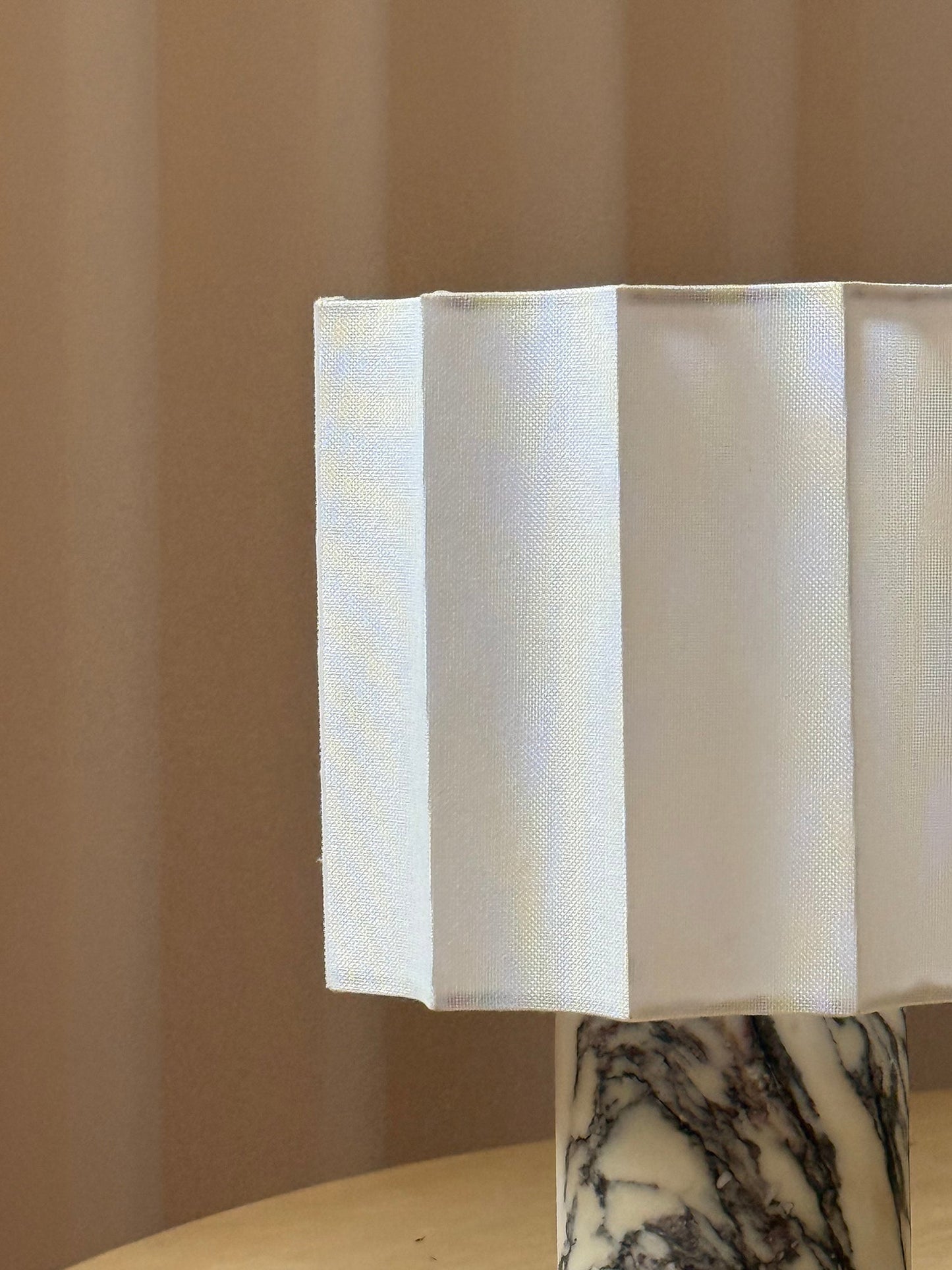 Valli Table Lamp (Built-in Battery) - Cordless Bulgari Marble Rechargeable Desk Light | Portable Fabric Shade Accent Lamp