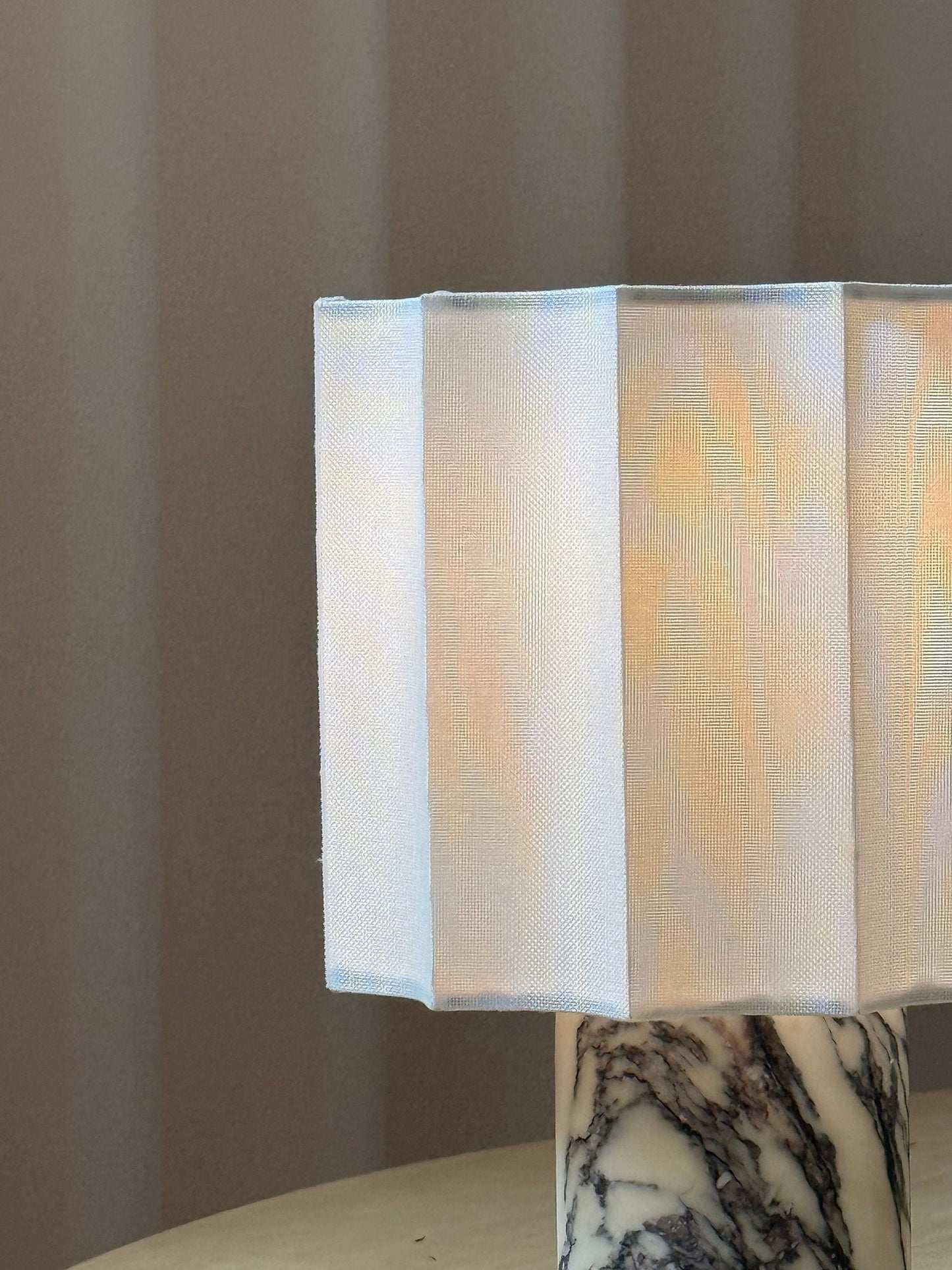 Valli Table Lamp (Built-in Battery) - Cordless Bulgari Marble Rechargeable Desk Light | Portable Fabric Shade Accent Lamp