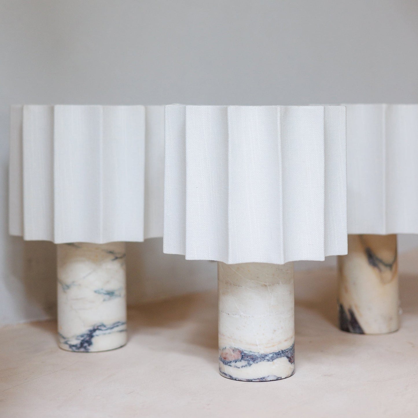 Valli Table Lamp (Built-in Battery) - Cordless Bulgari Marble Rechargeable Desk Light | Portable Fabric Shade Accent Lamp