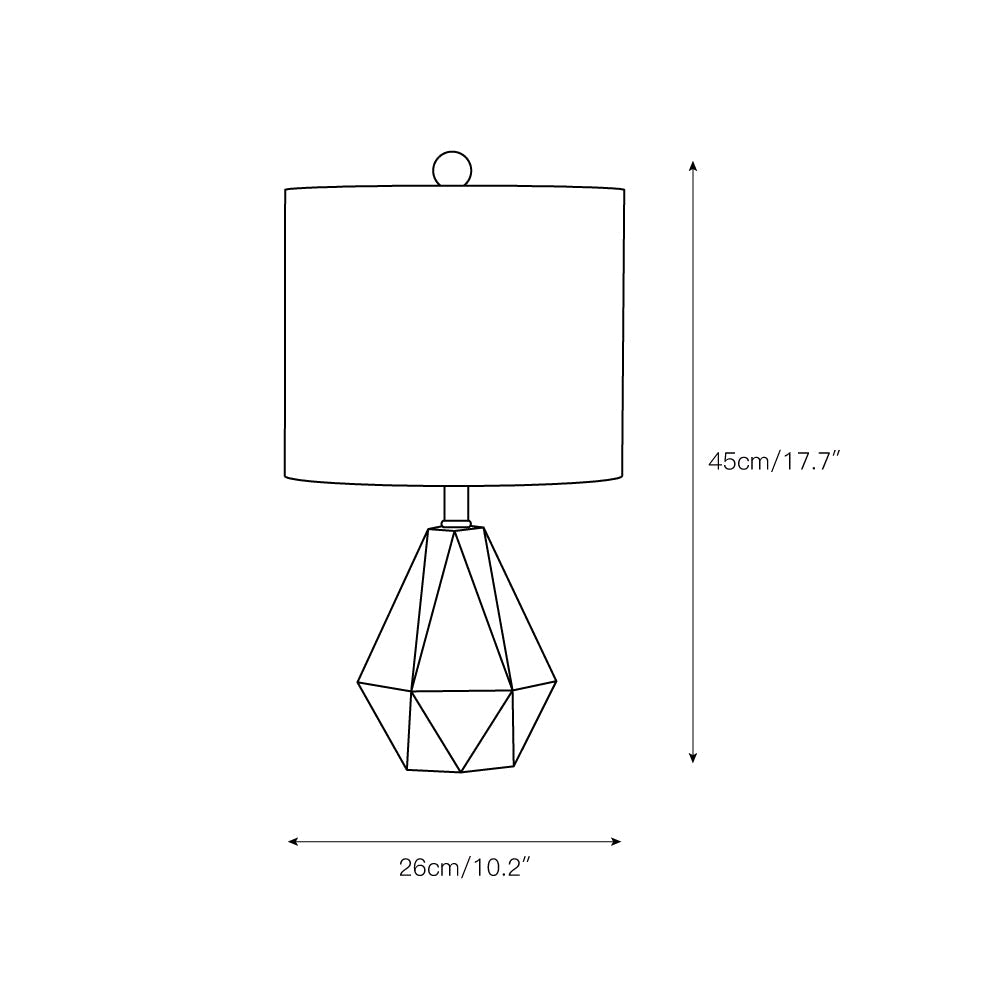 Vaughn Table Lamp - Geometric Wooden Base & Fabric Shade Bedside Light | Modern Chic Accent Desk Lamp
