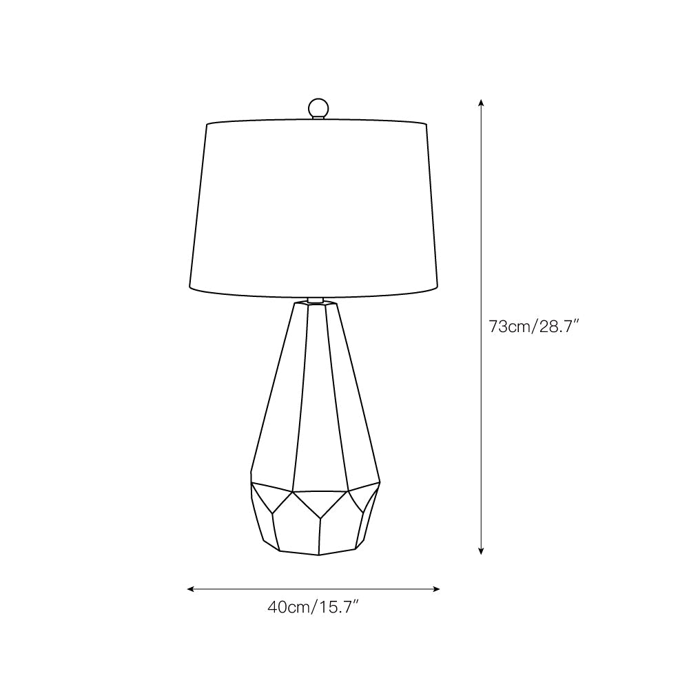Vaughn Table Lamp - Geometric Wooden Base & Fabric Shade Bedside Light | Modern Chic Accent Desk Lamp