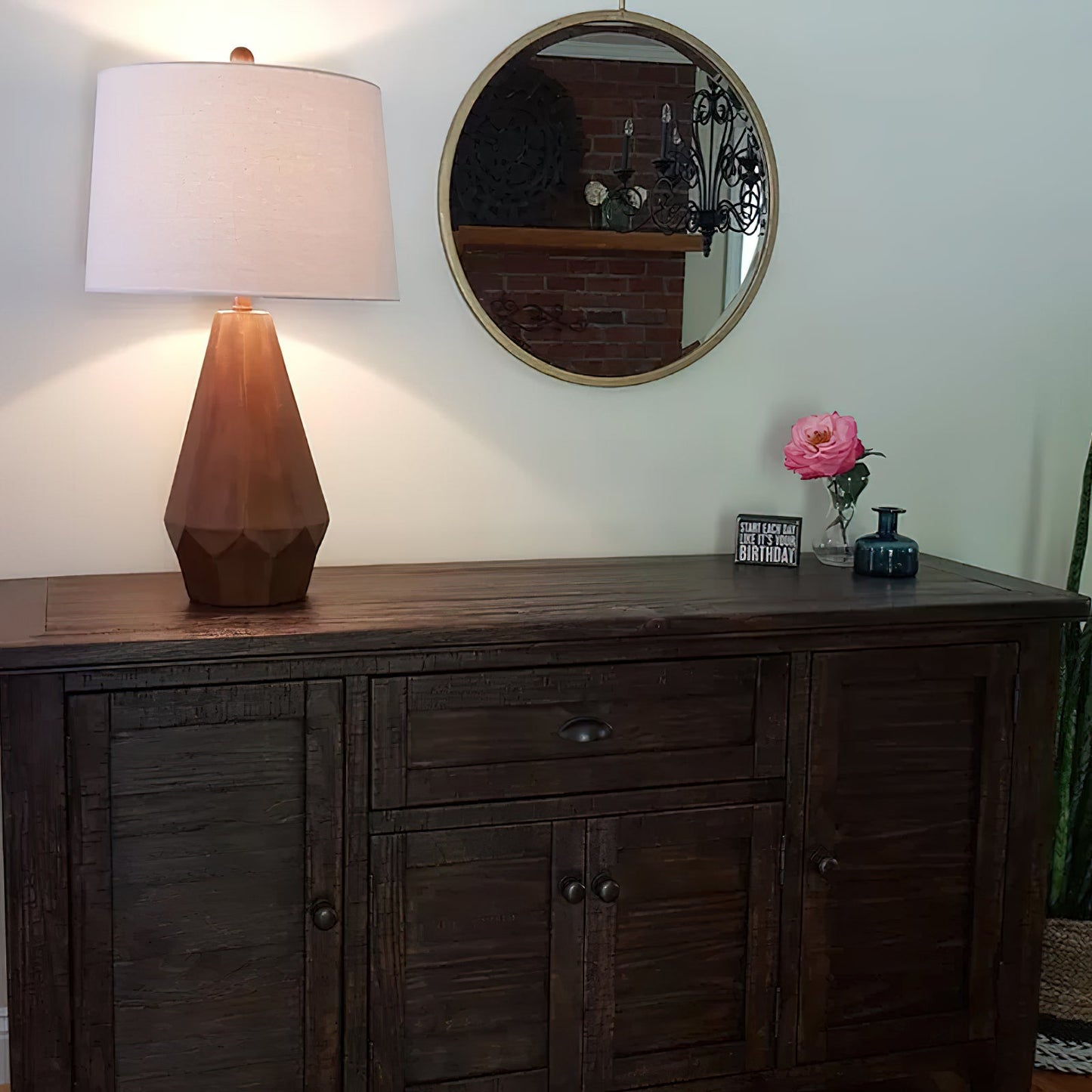 Vaughn Table Lamp - Geometric Wooden Base & Fabric Shade Bedside Light | Modern Chic Accent Desk Lamp