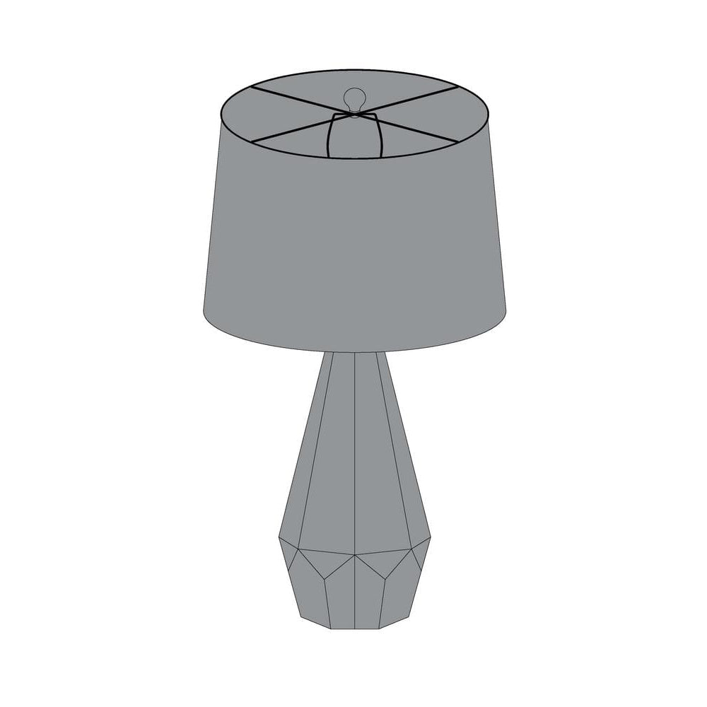 Vaughn Table Lamp - Geometric Wooden Base & Fabric Shade Bedside Light | Modern Chic Accent Desk Lamp