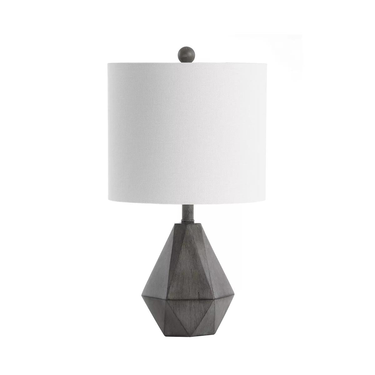 Vaughn Table Lamp - Geometric Wooden Base & Fabric Shade Bedside Light | Modern Chic Accent Desk Lamp