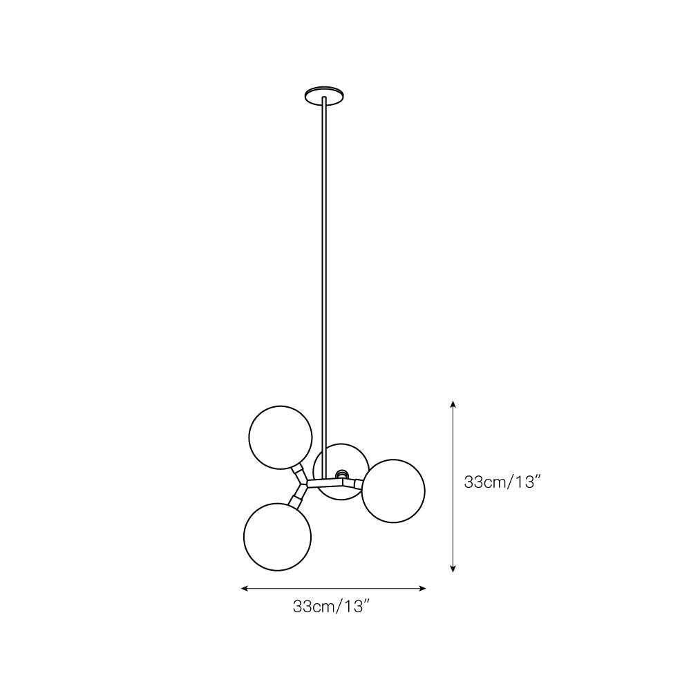 Veer Pendant Lamp - 4-Light Handblown Glass & Brass Pendant | Modernist Integrated LED Chandelier