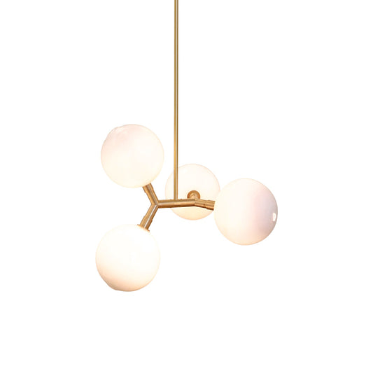 Veer Pendant Lamp - 4-Light Handblown Glass & Brass Pendant | Modernist Integrated LED Chandelier