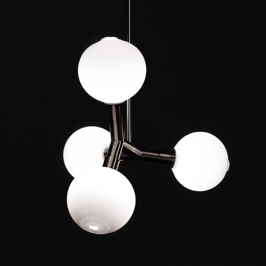 Veer Pendant Lamp - 4-Light Handblown Glass & Brass Pendant | Modernist Integrated LED Chandelier