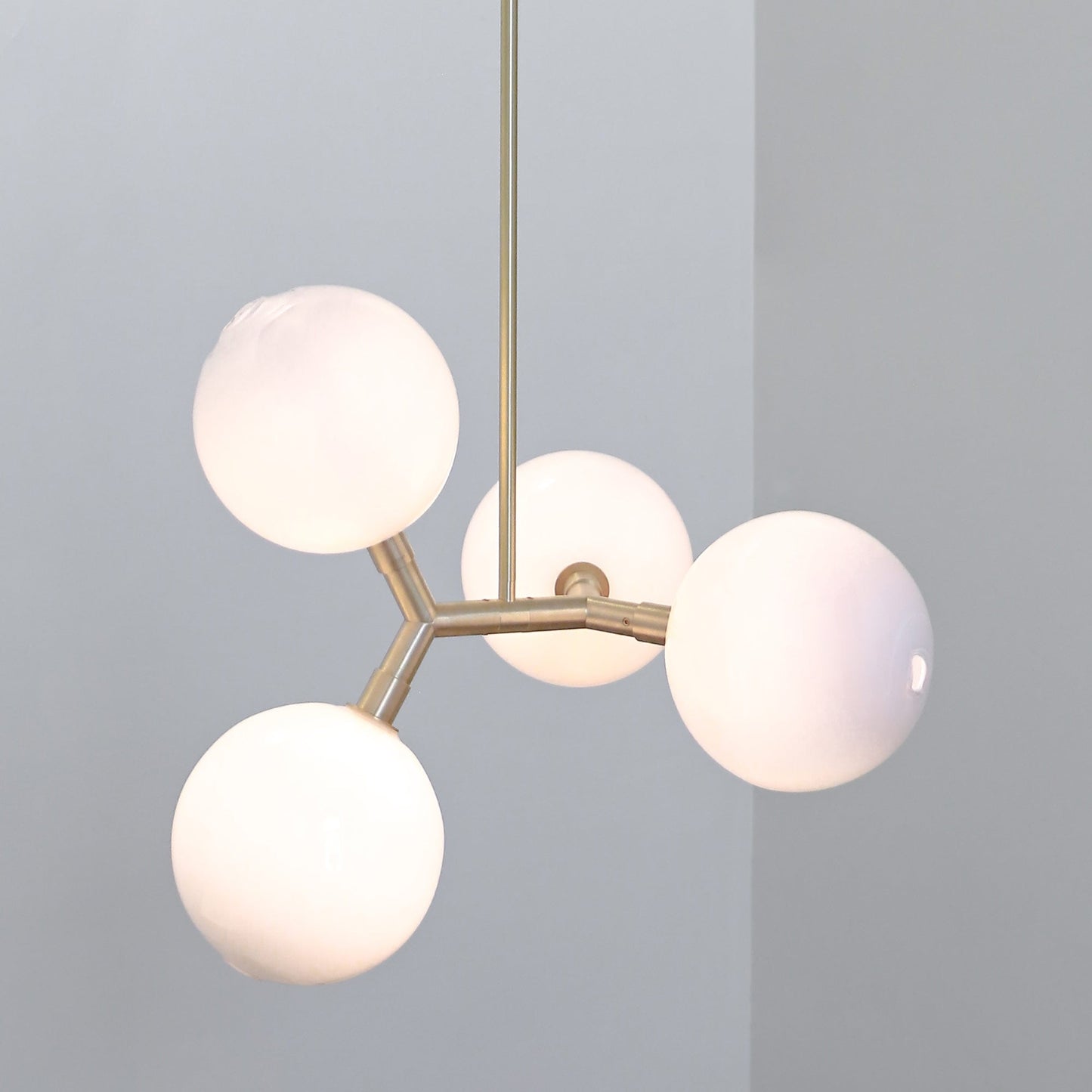Veer Pendant Lamp - 4-Light Handblown Glass & Brass Pendant | Modernist Integrated LED Chandelier