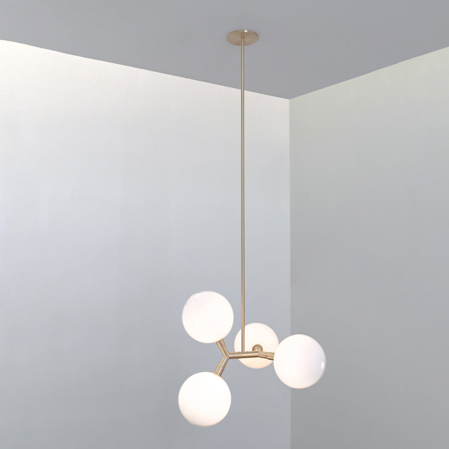 Veer Pendant Lamp - 4-Light Handblown Glass & Brass Pendant | Modernist Integrated LED Chandelier