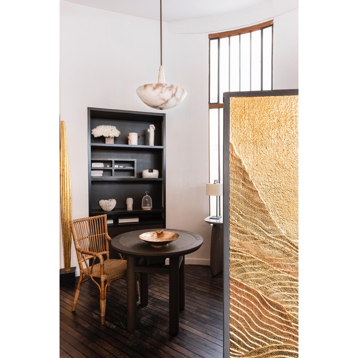 Veined Alabaster Pendant Lamp - Natural Spanish Alabaster Chandelier | Sculptural LED Stone Hanging Light