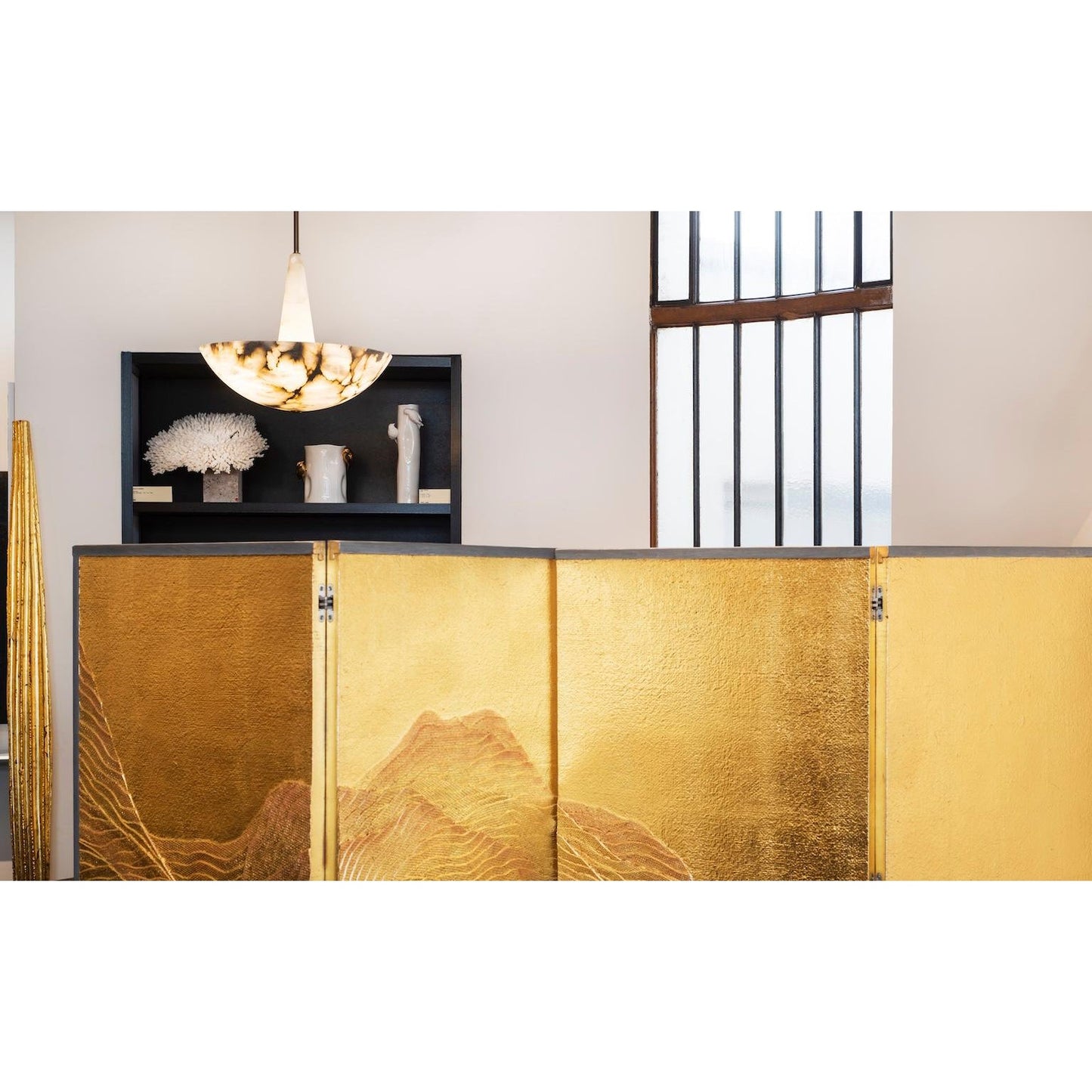 Veined Alabaster Pendant Lamp - Natural Spanish Alabaster Chandelier | Sculptural LED Stone Hanging Light