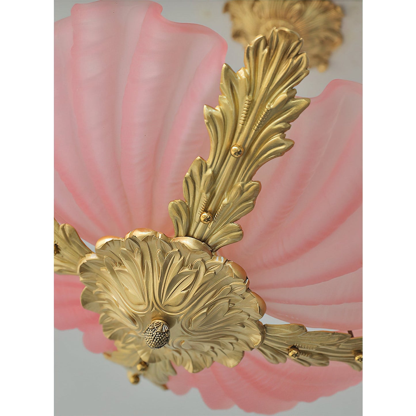 Velmira Shell Ceiling Lamp - Coastal Clam Shell Frosted Glass Sconce | Antiqued Brass Semi-Flush Mount Light