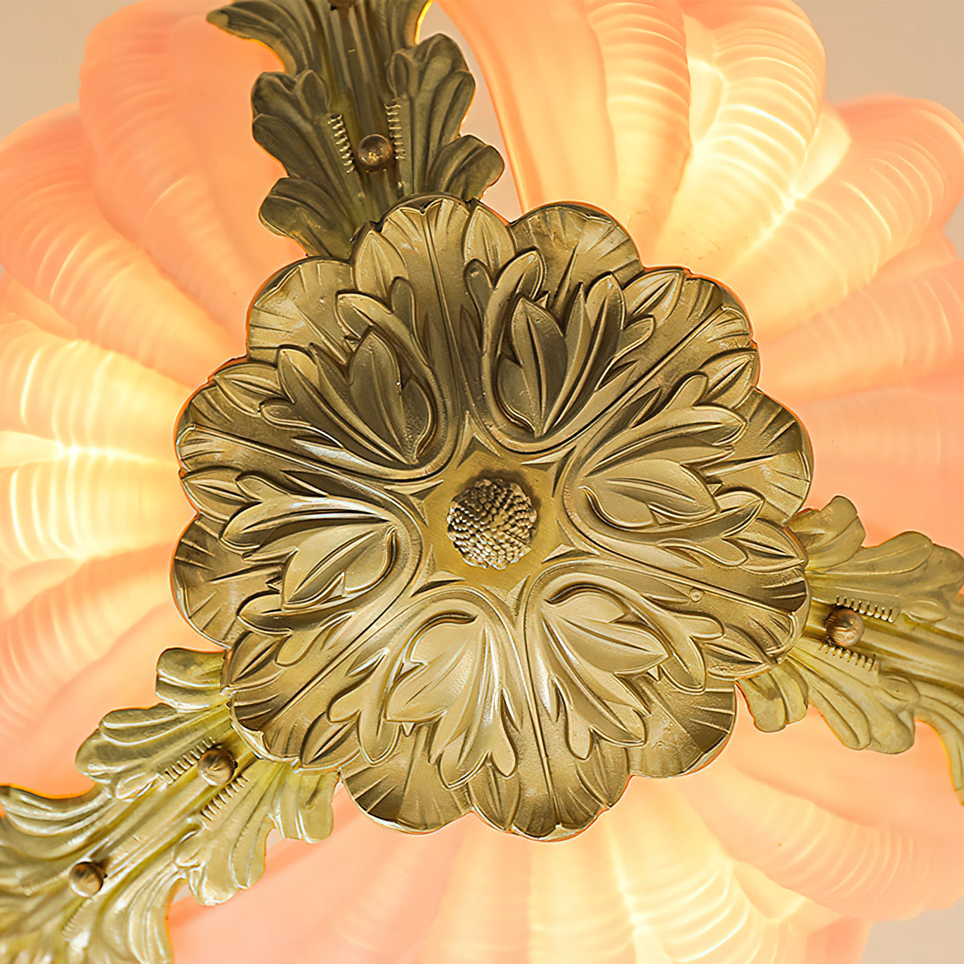 Velmira Shell Ceiling Lamp - Coastal Clam Shell Frosted Glass Sconce | Antiqued Brass Semi-Flush Mount Light