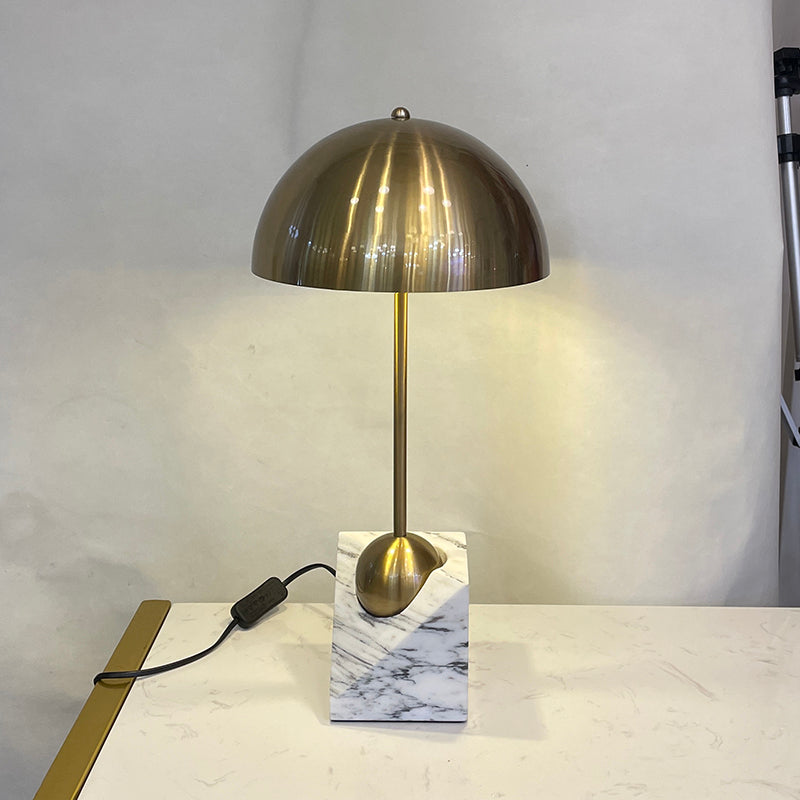 Venus Marble Table Lamp - 1960s Italian Postmodern Metal & Stone Light | Minimalist Geometric Desk Lamp