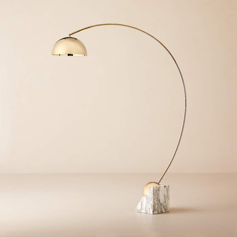 Venus Marble Floor Lamp - Modern Italian Postmodern Metal & Stone Light | Sculptural Arched Reading Light