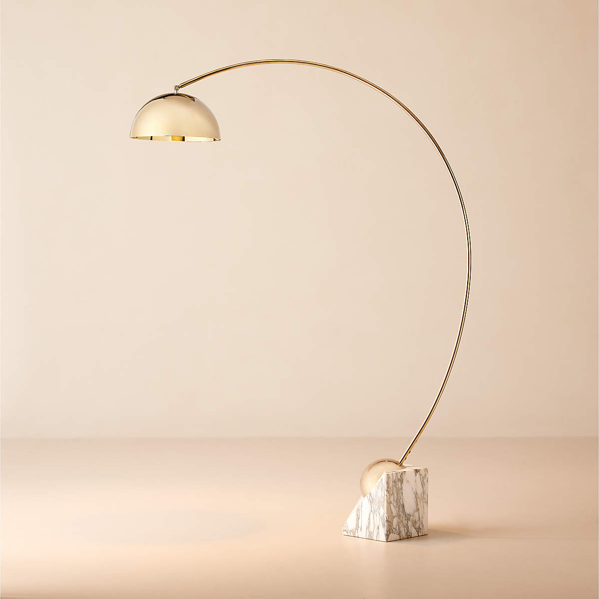 Venus Marble Floor Lamp - Modern Italian Postmodern Metal & Stone Light | Sculptural Arched Reading Light
