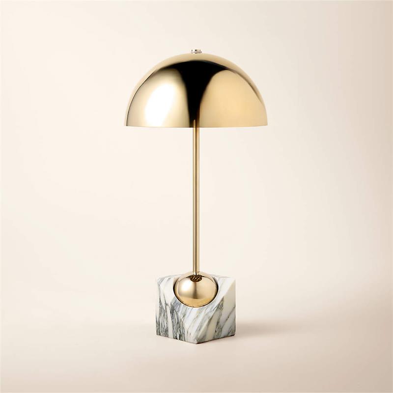 Venus Marble Table Lamp - 1960s Italian Postmodern Metal & Stone Light | Minimalist Geometric Desk Lamp
