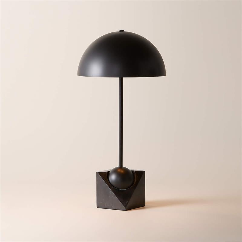 Venus Marble Table Lamp - 1960s Italian Postmodern Metal & Stone Light | Minimalist Geometric Desk Lamp
