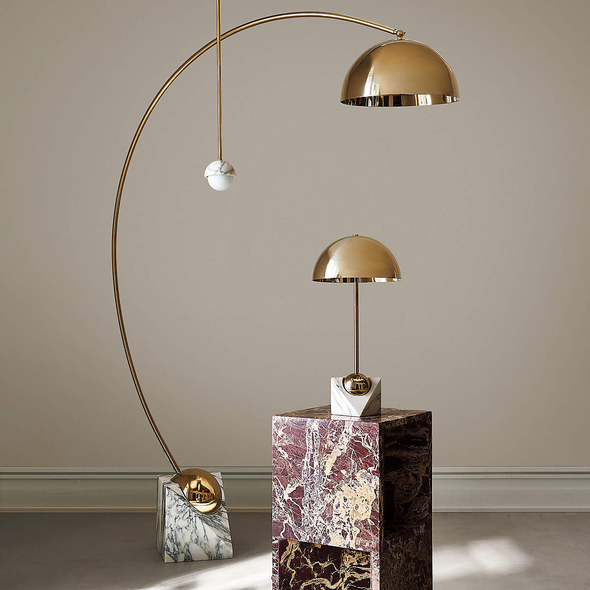Venus Marble Table Lamp - 1960s Italian Postmodern Metal & Stone Light | Minimalist Geometric Desk Lamp