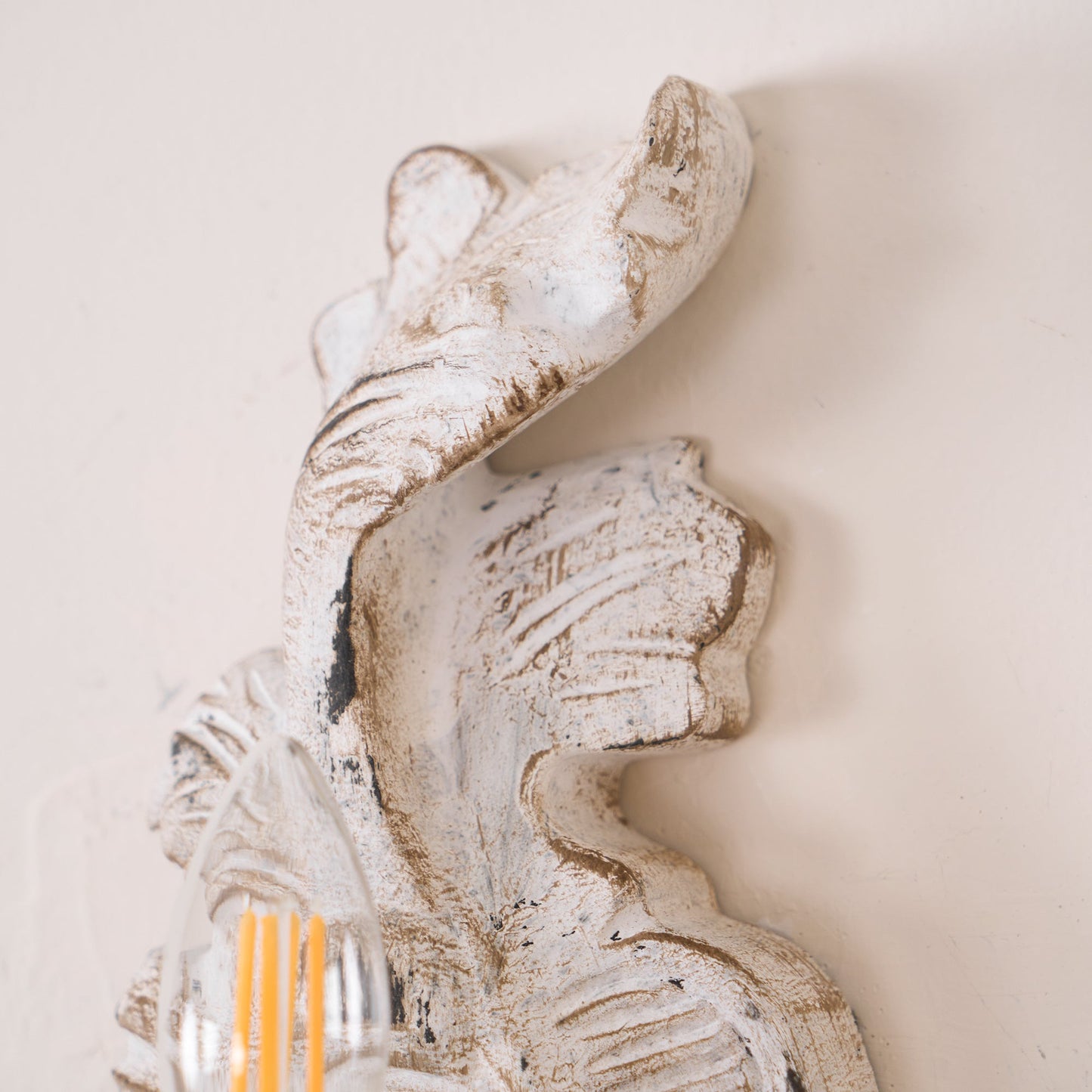 Verdure Vintage Sconce - Carved Resin & Metal Candle Arm Wall Light | French Country Candelabra Accent