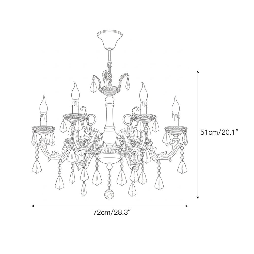 Versailles Crystal Chandelier - Solid Brass Frame & Cascading Crystal Waterfall Light | French Regal Pendant