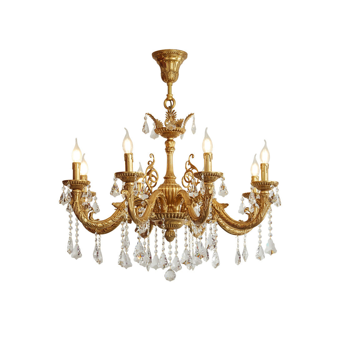 Versailles Crystal Chandelier - Solid Brass Frame & Cascading Crystal Waterfall Light | French Regal Pendant