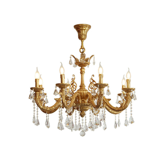 Versailles Crystal Chandelier - Solid Brass Frame & Cascading Crystal Waterfall Light | French Regal Pendant