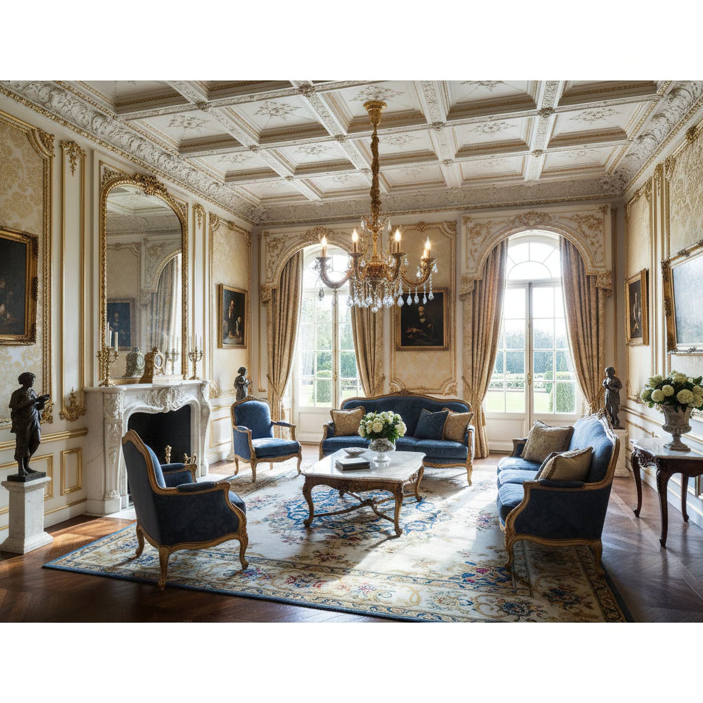 Versailles Crystal Chandelier - Solid Brass Frame & Cascading Crystal Waterfall Light | French Regal Pendant