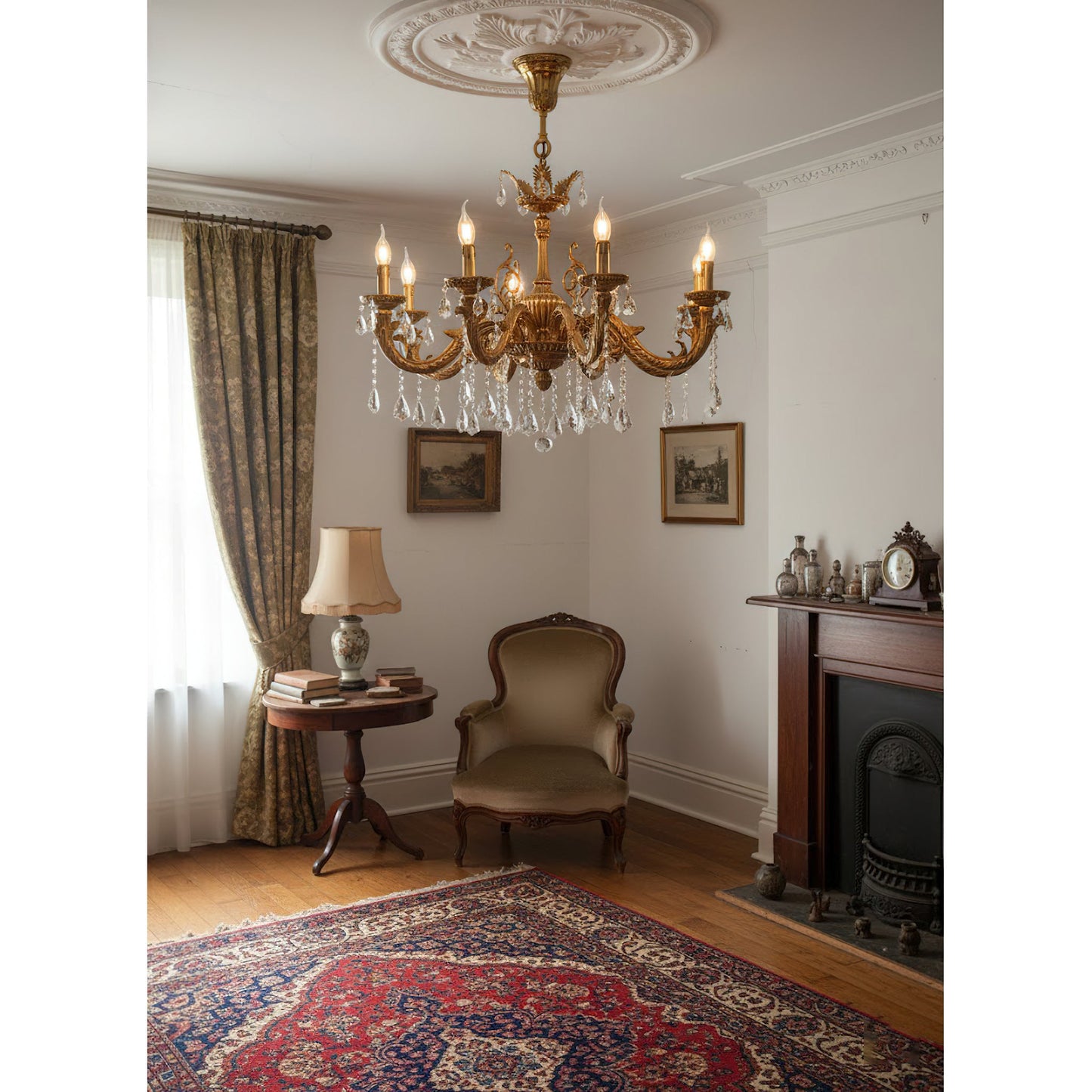 Versailles Crystal Chandelier - Solid Brass Frame & Cascading Crystal Waterfall Light | French Regal Pendant