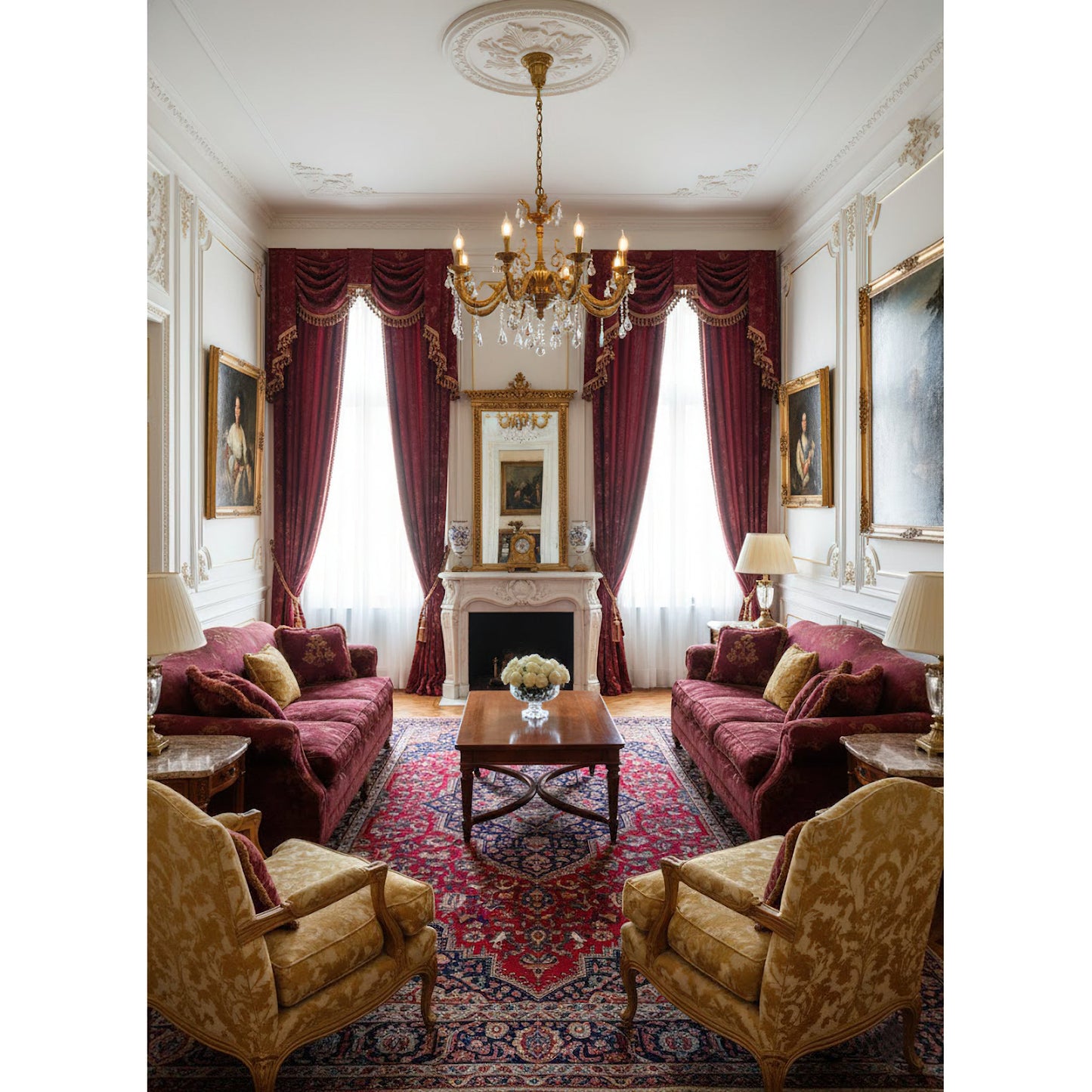 Versailles Crystal Chandelier - Solid Brass Frame & Cascading Crystal Waterfall Light | French Regal Pendant