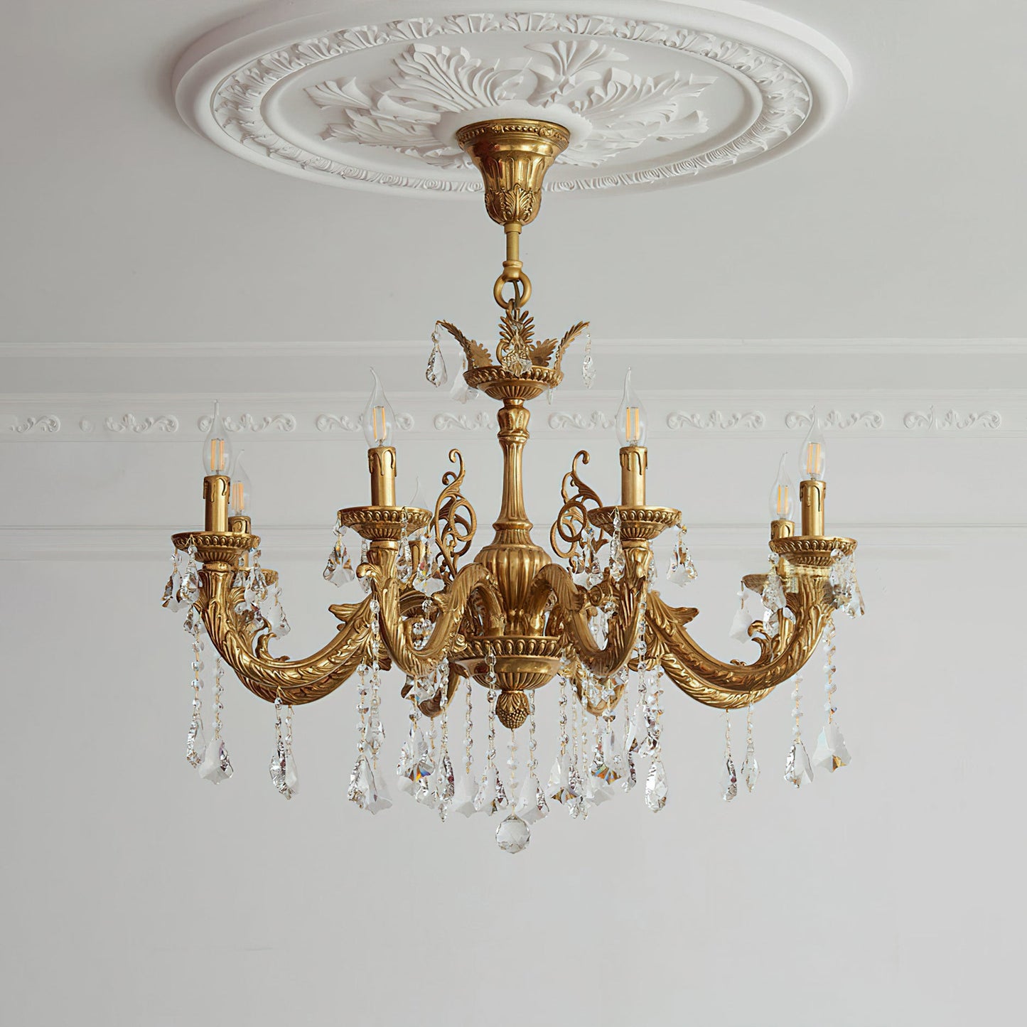 Versailles Crystal Chandelier - Solid Brass Frame & Cascading Crystal Waterfall Light | French Regal Pendant
