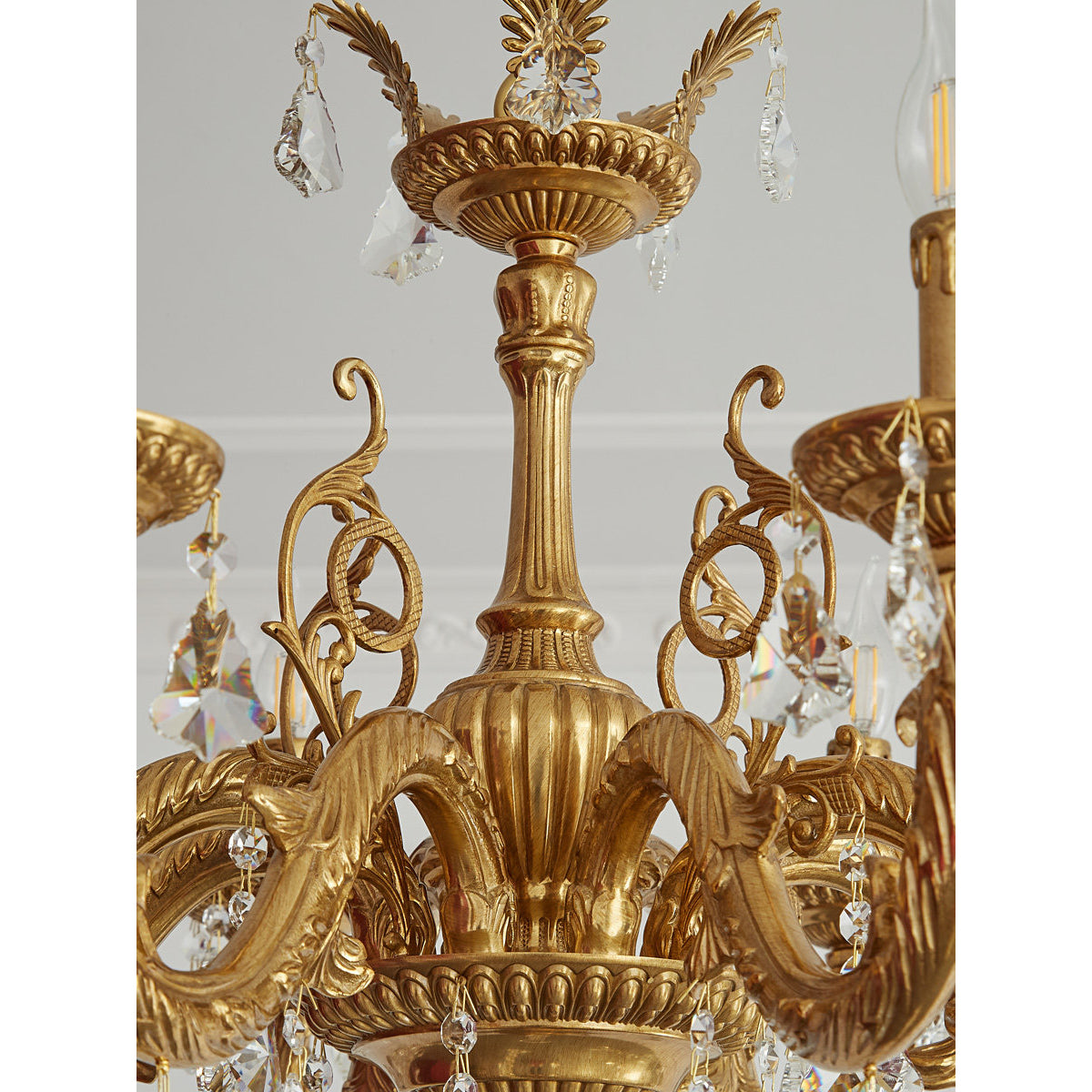 Versailles Crystal Chandelier - Solid Brass Frame & Cascading Crystal Waterfall Light | French Regal Pendant