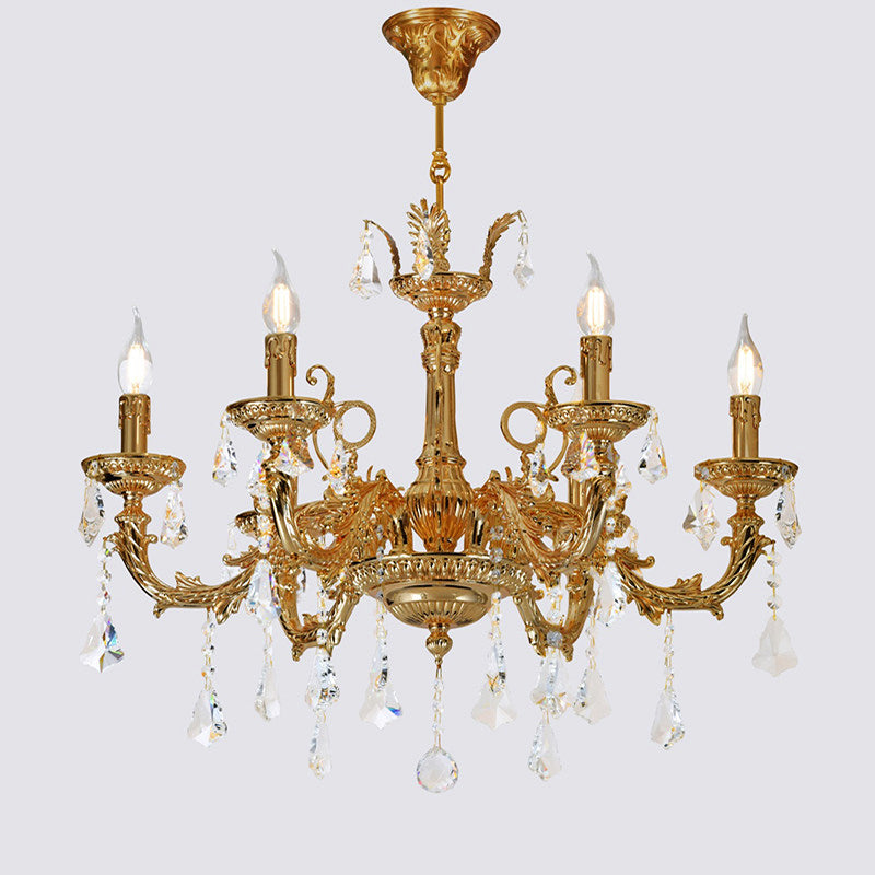 Versailles Crystal Chandelier - Solid Brass Frame & Cascading Crystal Waterfall Light | French Regal Pendant