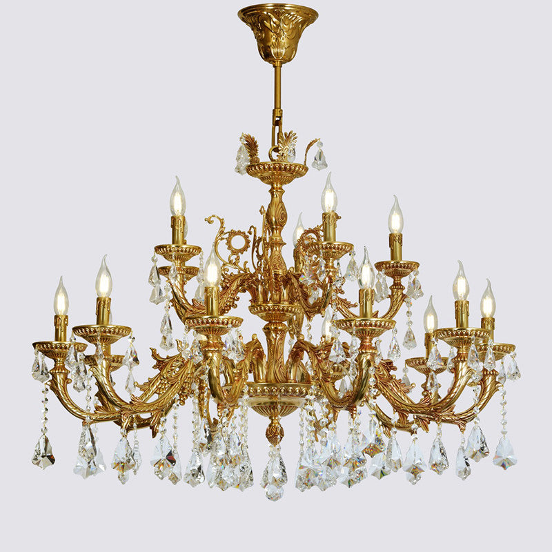 Versailles Crystal Chandelier - Solid Brass Frame & Cascading Crystal Waterfall Light | French Regal Pendant