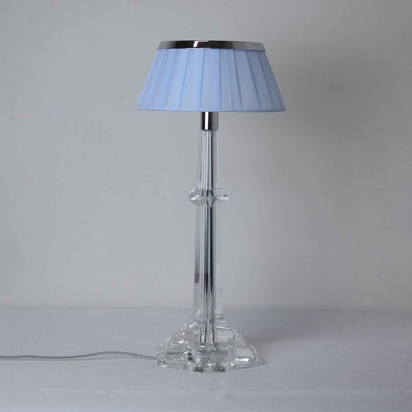 Versailles Table Lamp - K9 Crystal Body & Pleated Fabric Shade Light | Chrome Top LED Accent Desk Lamp