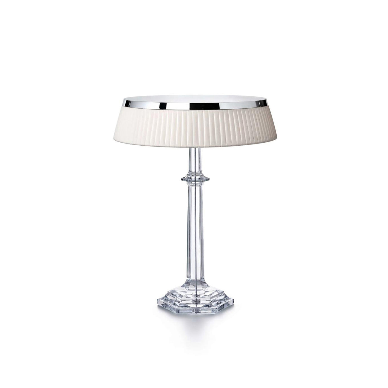 Versailles Table Lamp - K9 Crystal Body & Pleated Fabric Shade Light | Chrome Top LED Accent Desk Lamp
