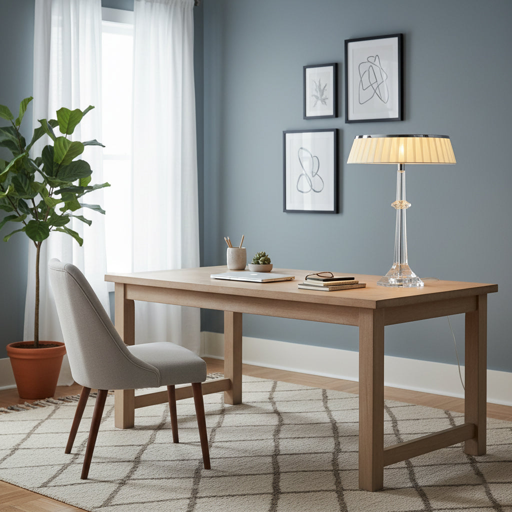 Versailles Table Lamp - K9 Crystal Body & Pleated Fabric Shade Light | Chrome Top LED Accent Desk Lamp