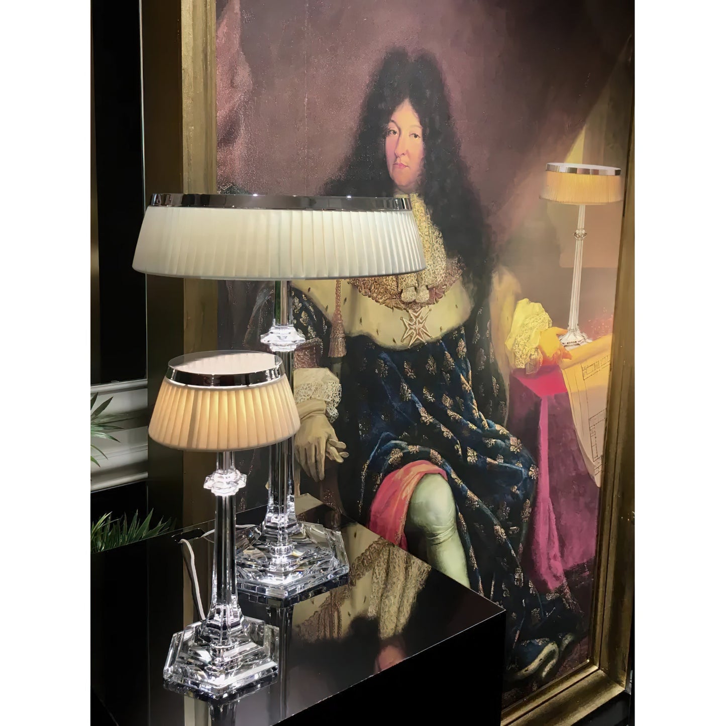 Versailles Table Lamp - K9 Crystal Body & Pleated Fabric Shade Light | Chrome Top LED Accent Desk Lamp